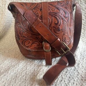 Patricia Nash Tooled Leather Saddle Bag
